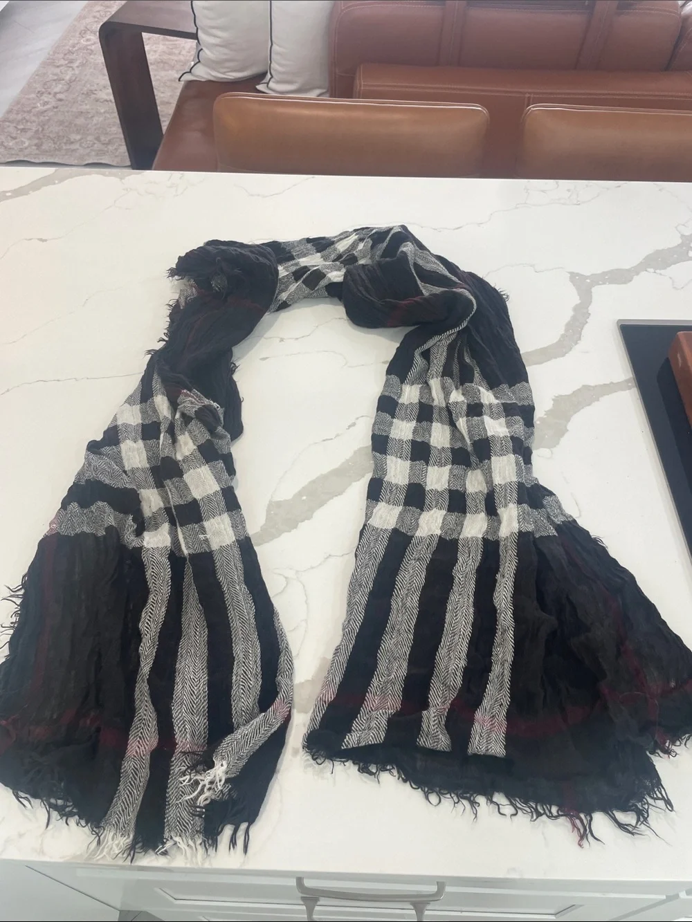 Black & White Plaid Lightweight Scarf